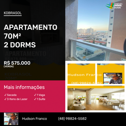 Imagem Apartamento com 2 Quartos à Venda, 70 m² em Kobrasol - São José