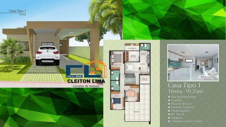 Imagem Casa de Condomínio com 3 Quartos à Venda, 96 m² em Nova Esperança - Parnamirim