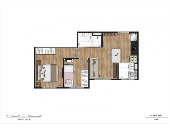 Imagem Apartamento com 2 Quartos à Venda, 37 m² em Cidade Satélite Santa Bárbara - São Paulo