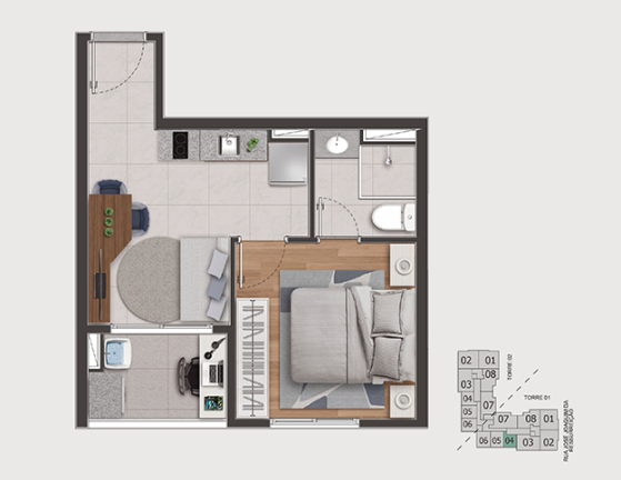 Imagem Apartamento com 1 Quarto à Venda, 28 m²em Presidente Altino - Osasco
