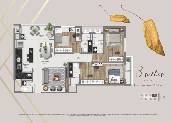 Imagem Apartamento com 3 Quartos à Venda, 116 m²em Kobrasol - São José