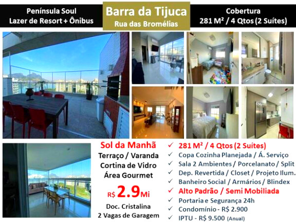 Imagem Cobertura com 4 Quartos à Venda, 281 m² em Barra da Tijuca - Rio de Janeiro