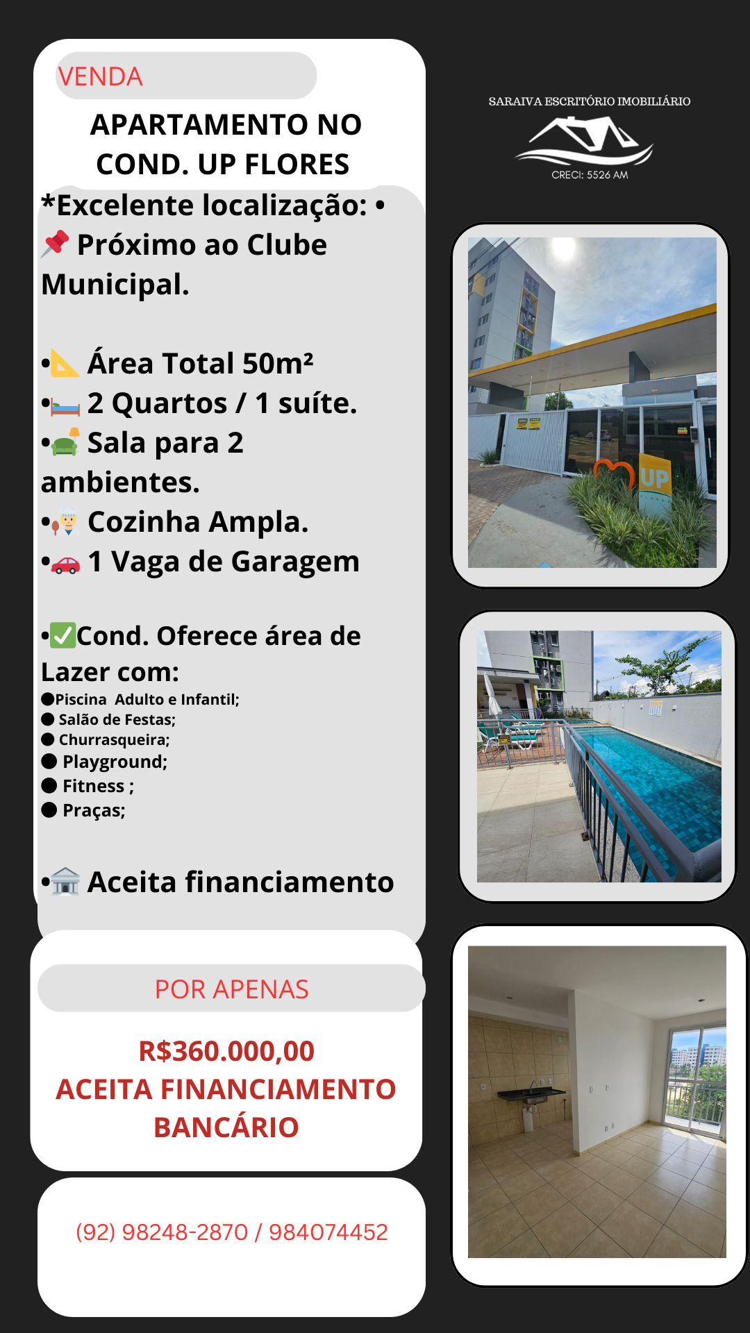 Foto do imóvel Apartamento com 2 Quartos à Venda, 50 m²em Flores - Manaus Foto do imóvel Apartamento com 2 Quartos à Venda, 50 m²em Flores - Manaus
