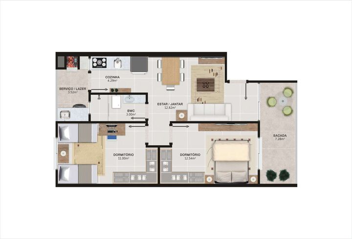 Imagem Apartamento com 2 Quartos à Venda, 65 m² em Lídia Duarte - Camboriú