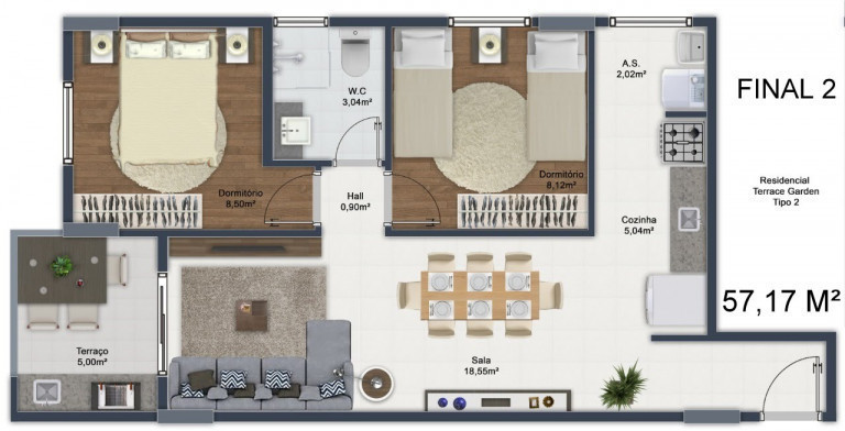 Imagem Apartamento com 2 Quartos à Venda, 56 m² em Mirim - Praia Grande