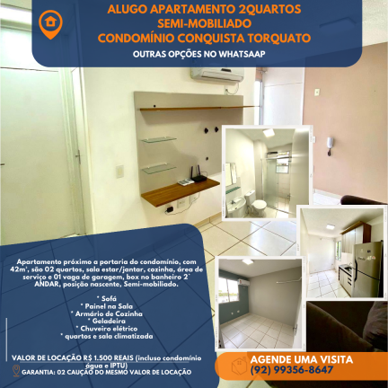 Imagem Apartamento com 2 Quartos para Alugar, 42 m² em Tarumã-Açu - Manaus