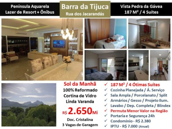 Foto do imóvel Apartamento com 4 Quartos à Venda, 187 m² em Barra da Tijuca - Rio de Janeiro