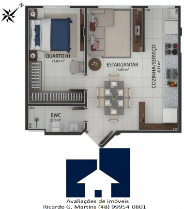 Imagem Apartamento com 2 Quartos à Venda, 62 m² em Universitário - Criciúma
