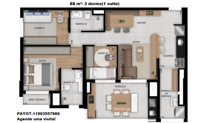 Imagem Apartamento com 3 Quartos à Venda, 88 m²em Vila Ema - São Paulo