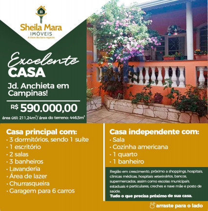 Imagem Casa com 3 Quartos à Venda, 250 m² em Jardim Anchieta - Campinas