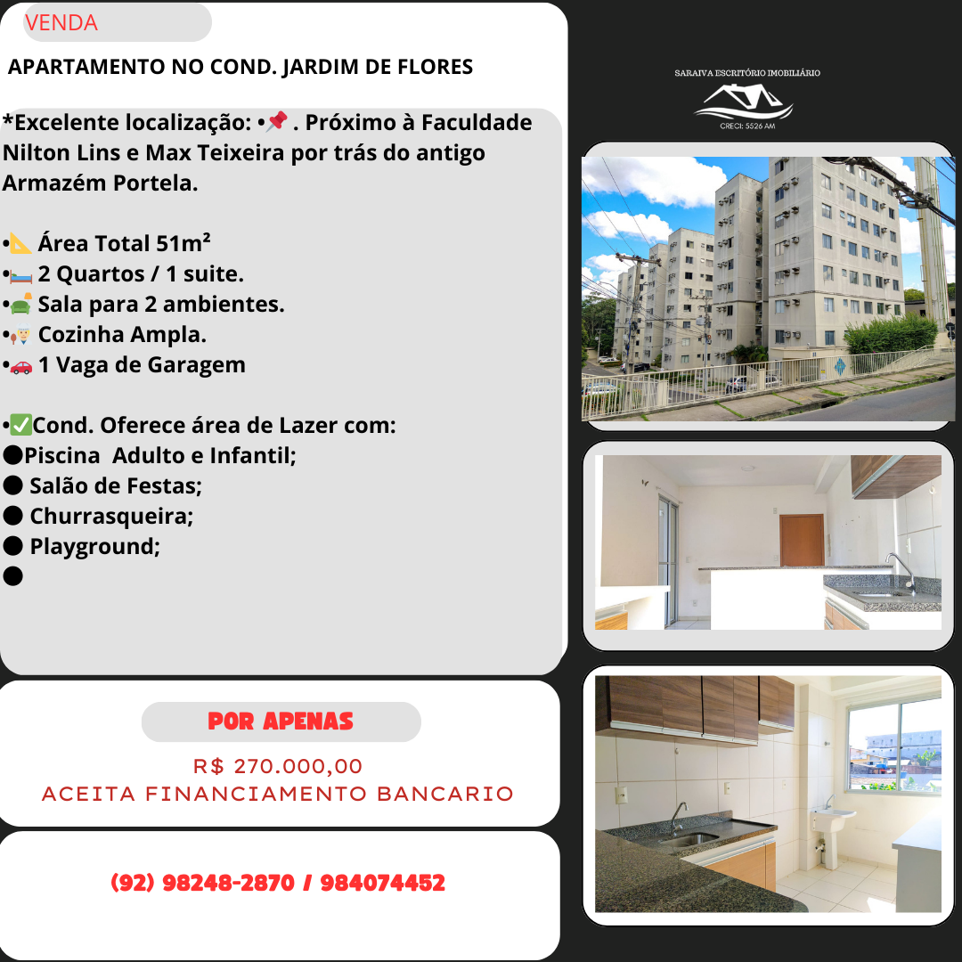 Foto do imóvel Apartamento com 2 Quartos à Venda, 51 m²em Flores - Manaus Foto do imóvel Apartamento com 2 Quartos à Venda, 51 m²em Flores - Manaus