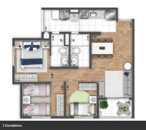 Imagem Apartamento com 3 Quartos à Venda, 59 m² em Usina Piratininga - São Paulo