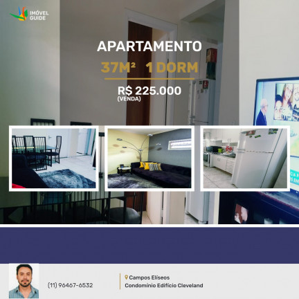 Imagem Apartamento com 1 Quarto à Venda, 37 m² em Campos Elíseos - São Paulo