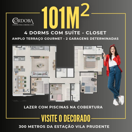 Imagem Apartamento com 4 Quartos à Venda, 101 m² em Vila Prudente - São Paulo