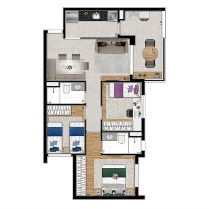 Imagem Apartamento com 2 Quartos à Venda, 57 m² em Ferreira - São Paulo