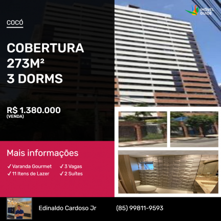 Imagem Cobertura com 3 Quartos à Venda, 273 m² em Cocó - Fortaleza