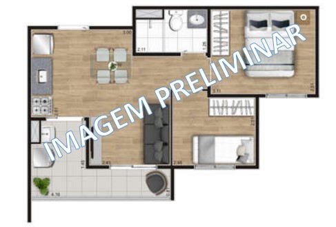 Imagem Apartamento com 2 Quartos à Venda, 42 m²em Belenzinho - São Paulo