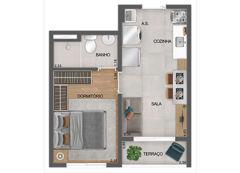 Imagem Apartamento com 1 Quarto à Venda, 30 m²em Mirandópolis - São Paulo