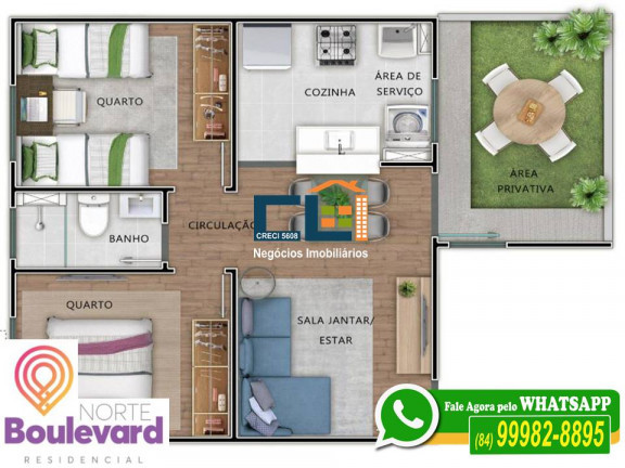 Imagem Apartamento com 2 Quartos à Venda, 42 m² em Pajuçara - Natal
