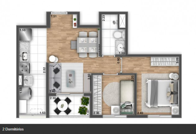 Imagem Apartamento com 2 Quartos à Venda, 46 m² em Usina Piratininga - São Paulo