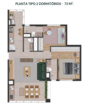 Imagem Apartamento com 2 Quartos à Venda, 73 m²em Brooklin Paulista - São Paulo