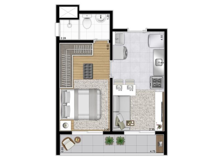 Imagem Apartamento com 1 Quarto à Venda, 31 m² em Jardim Taboão - São Paulo