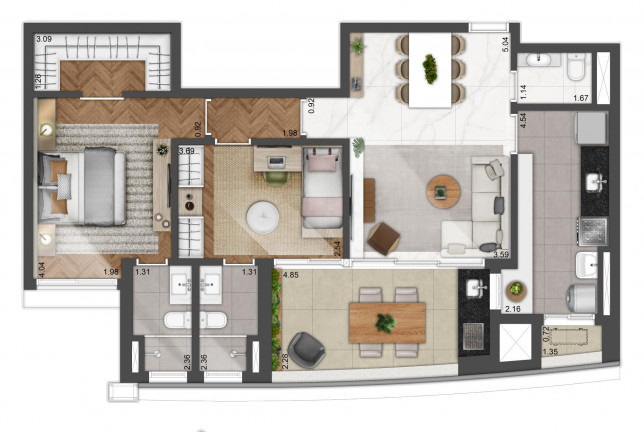 Imagem Apartamento com 2 Quartos à Venda, 93 m² em Sítio Tamboré Alphaville - Barueri