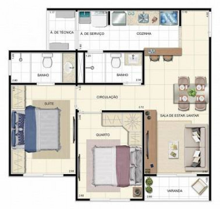 Imagem Apartamento com 2 Quartos à Venda, 59 m²em Alvorada - Manaus