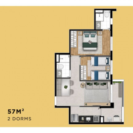 Imagem Apartamento com 2 Quartos à Venda, 59 m² em Ferreira - São Paulo