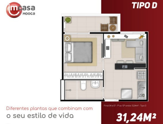 Imagem Apartamento com 1 Quarto à Venda,  em Mooca - São Paulo