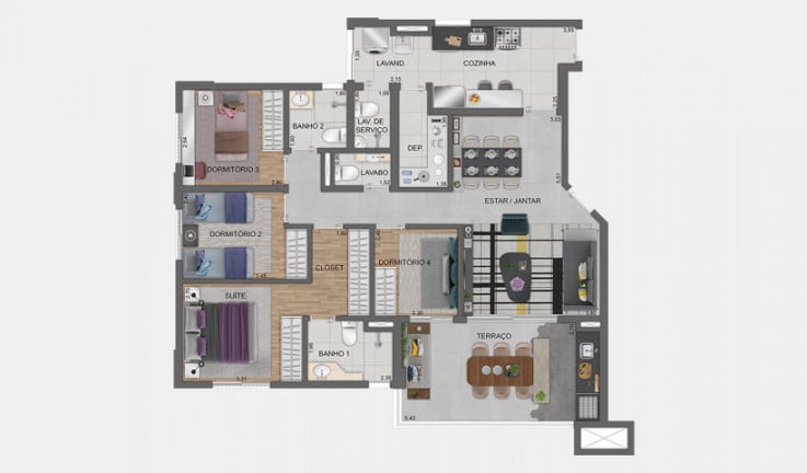 Imagem Apartamento com 4 Quartos à Venda, 132 m² em City América - São Paulo