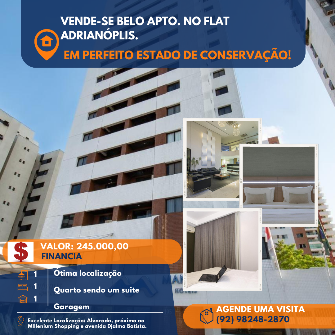 Foto do imóvel Apartamento com 1 Quarto à Venda, 50 m²em Adrianópolis - Manaus