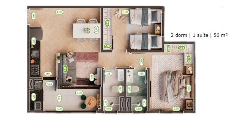 Imagem Apartamento com 2 Quartos à Venda, 56 m² em Mogi Moderno - Mogi das Cruzes