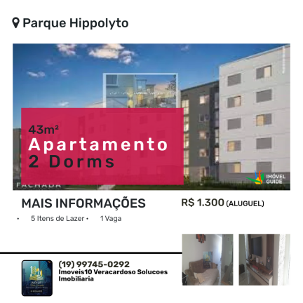 Foto do imóvel Apartamento com 2 Quartos à Venda, 43 m²em Parque Hippolyto - Limeira