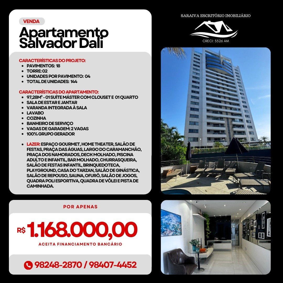 Foto do imóvel Apartamento com 2 Quartos à Venda, 97 m²em Adrianópolis - Manaus