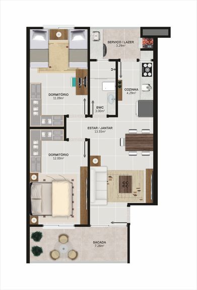 Imagem Apartamento com 2 Quartos à Venda, 75 m² em Santa Regina  - Camboriú