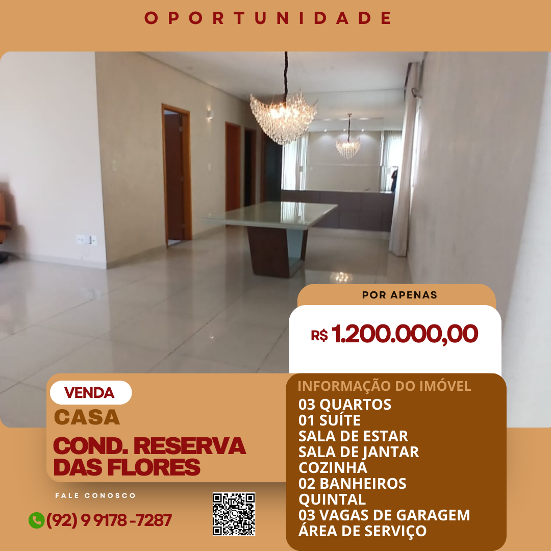 Foto do imóvel Casa de Condomínio com 3 Quartos à Venda, 96 m² em Ponta Negra - Manaus