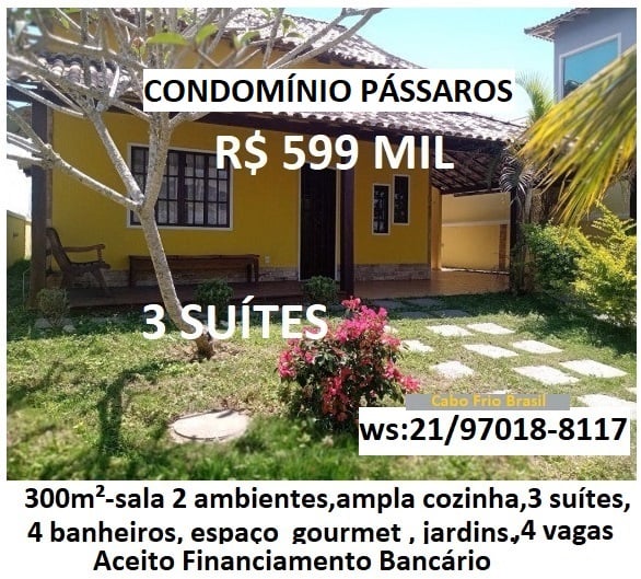 Imagem Casa de Condomínio com 3 Quartos à Venda, 300 m²em Peró - Cabo Frio