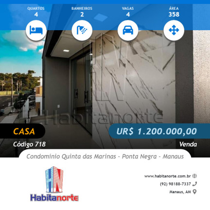 Foto do imóvel Casa com 4 Quartos à Venda, 358 m² em Ponta Negra - Manaus