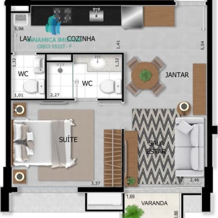 Imagem Apartamento com 1 Quarto à Venda, 39 m² em Jardim Brasil - Campinas