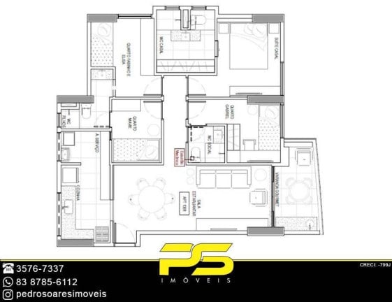 Foto do imóvel Apartamento com 4 Quartos à Venda, 88 m² em Brisamar - João Pessoa