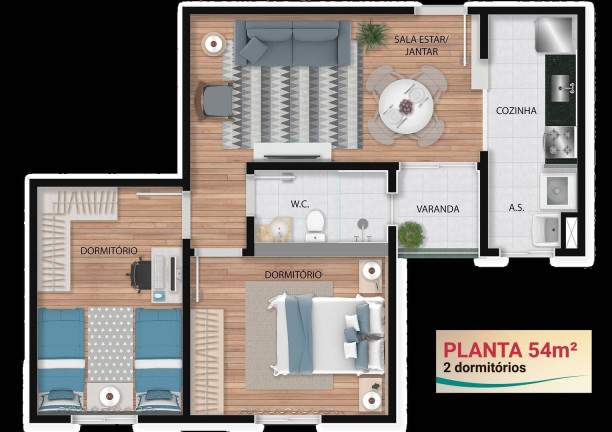 Imagem Apartamento com 2 Quartos à Venda, 54 m² em Jardim Carolina - Jundiaí