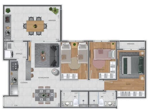 Foto do imóvel Apartamento com 3 Quartos à Venda, 90 m² em Recanto Quarto Centenário - Jundiaí