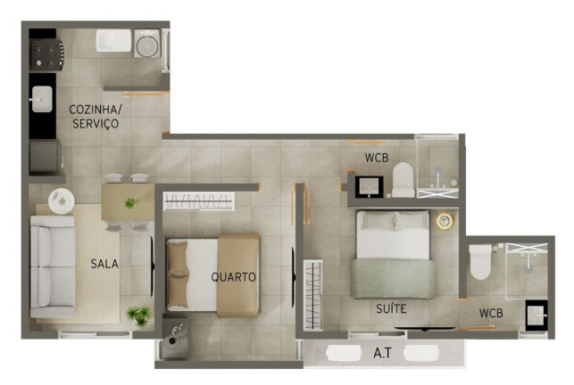 Imagem Apartamento com 2 Quartos à Venda, 51 m² em Bancários - João Pessoa