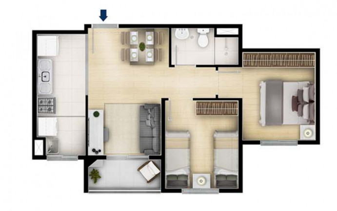 Imagem Apartamento com 2 Quartos à Venda, 43 m² em Parque Das Universidades - Campinas