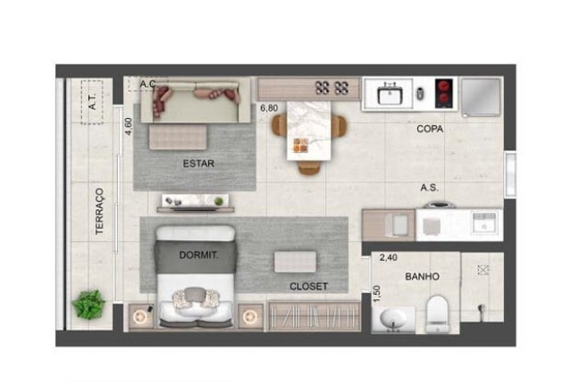 Foto do imóvel Studio com 1 Quarto à Venda, 40 m² em Brooklin Paulista - São Paulo