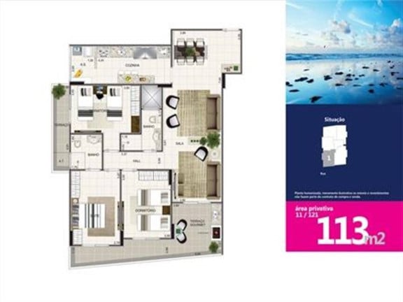 Foto do imóvel Apartamento com 3 Quartos à Venda, 113 m² em Aviação - Praia Grande