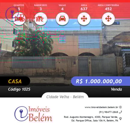 Foto do imóvel Casa com 5 Quartos à Venda, 452 m² em Cidade Velha - Belém