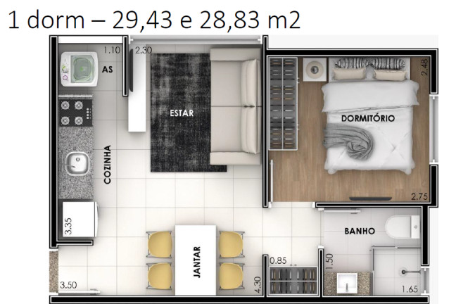 Imagem Imóvel com 1 Quarto à Venda, 28 m² em Vila Mazzei - São Paulo