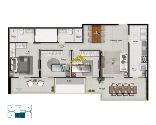 Imagem Apartamento com 3 Quartos à Venda, 95 m² em Alphaville Jacuhy - Serra